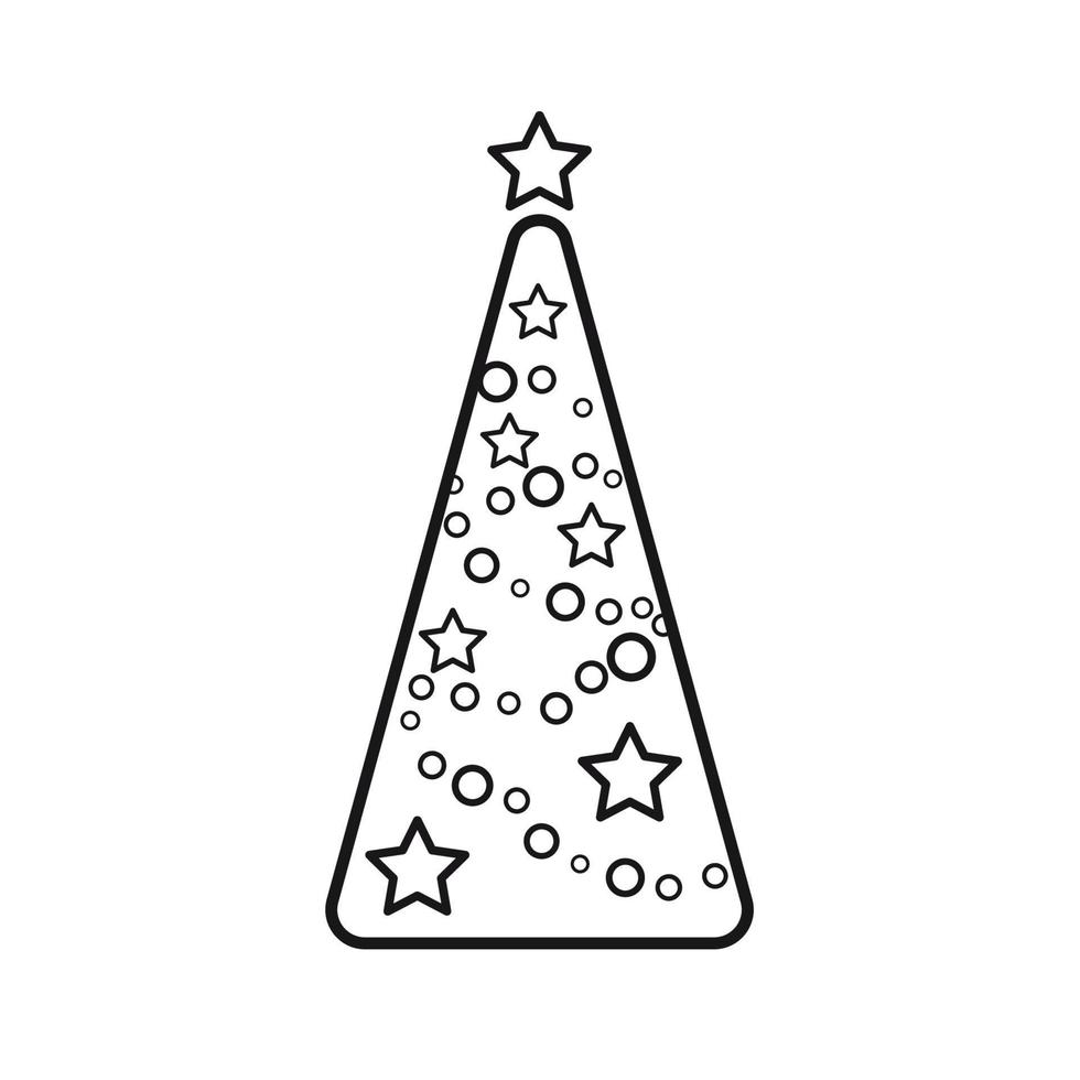 Weihnachtsbaum, Vektor Liniensymbol auf weißem Hintergrund.