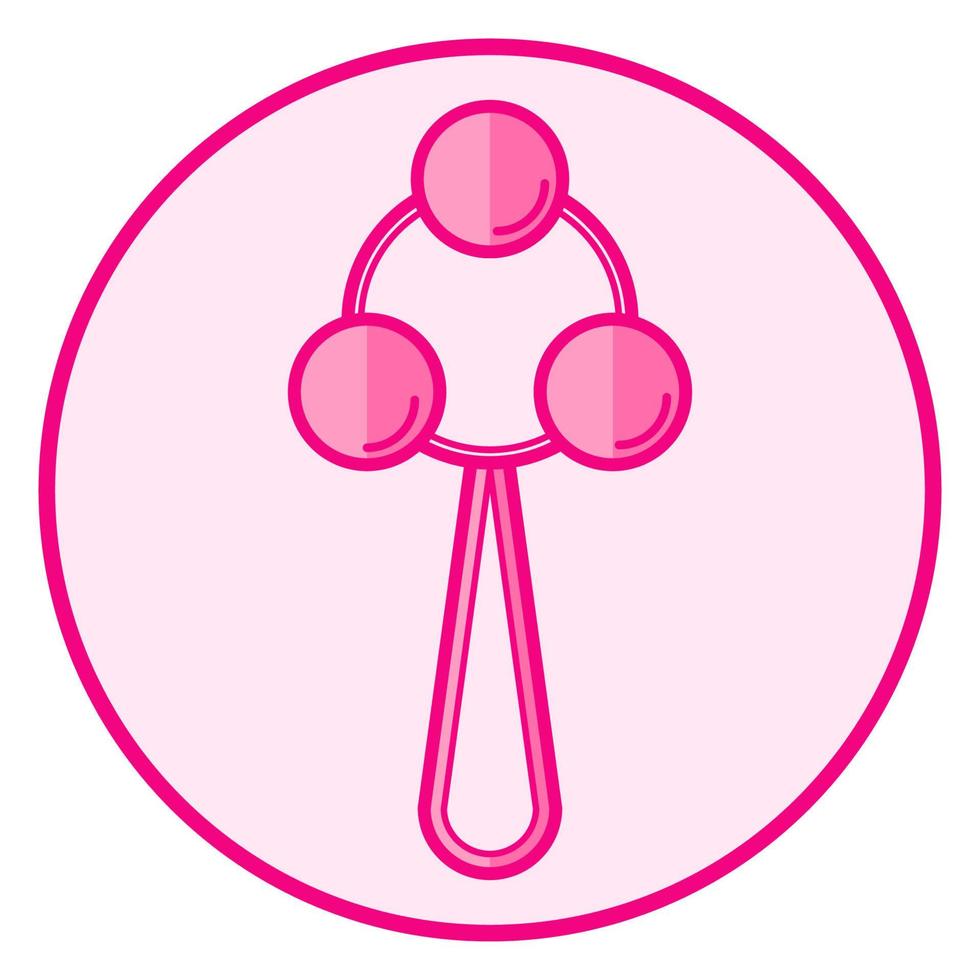Rassel. rosafarbenes Baby-Symbol auf weißem Hintergrund, Linienkunst-Vektordesign. vektor