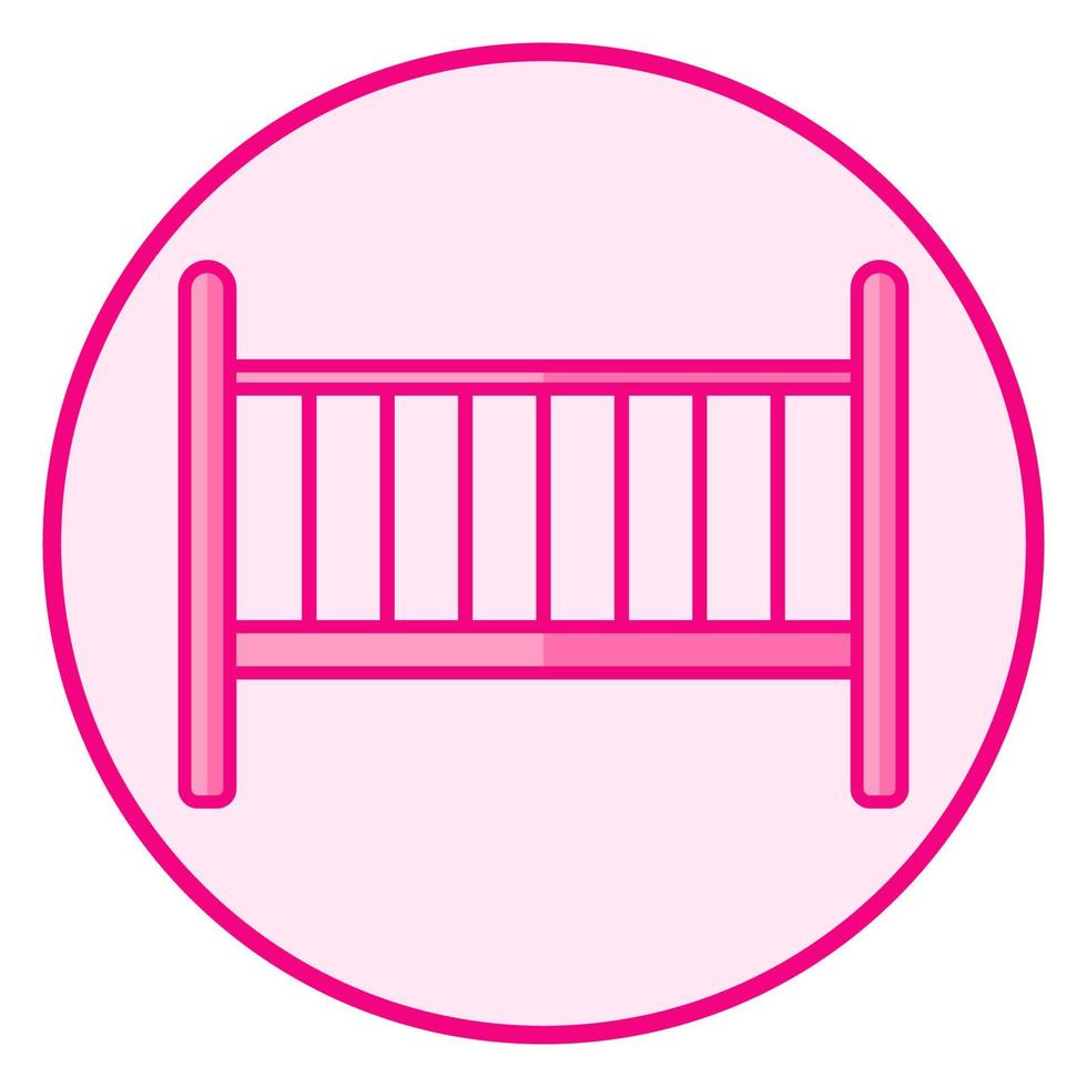 Wiege. rosafarbenes Baby-Symbol auf weißem Hintergrund, Linienkunst-Vektordesign. vektor