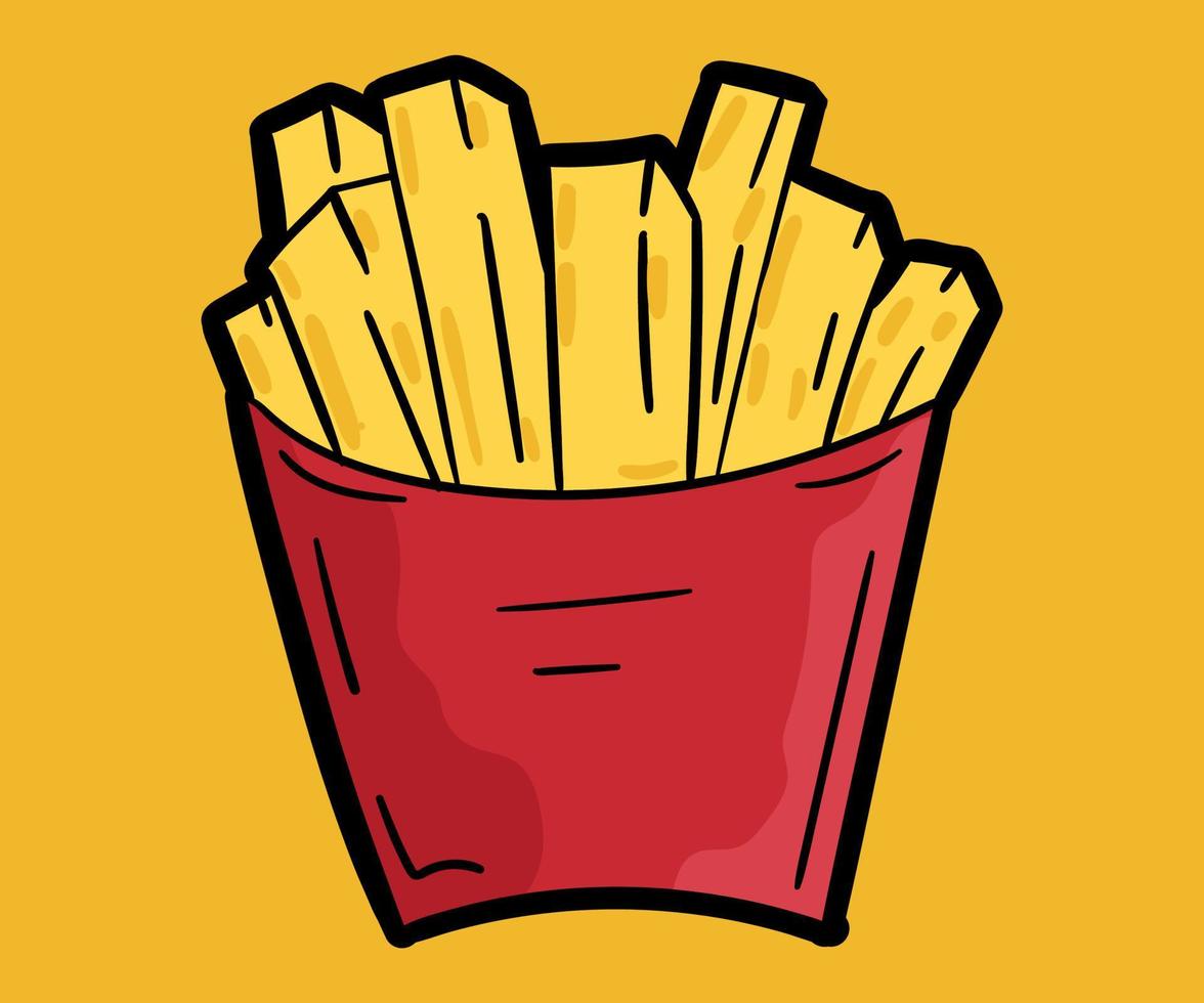 pommes frites doodle handritad stil vektor