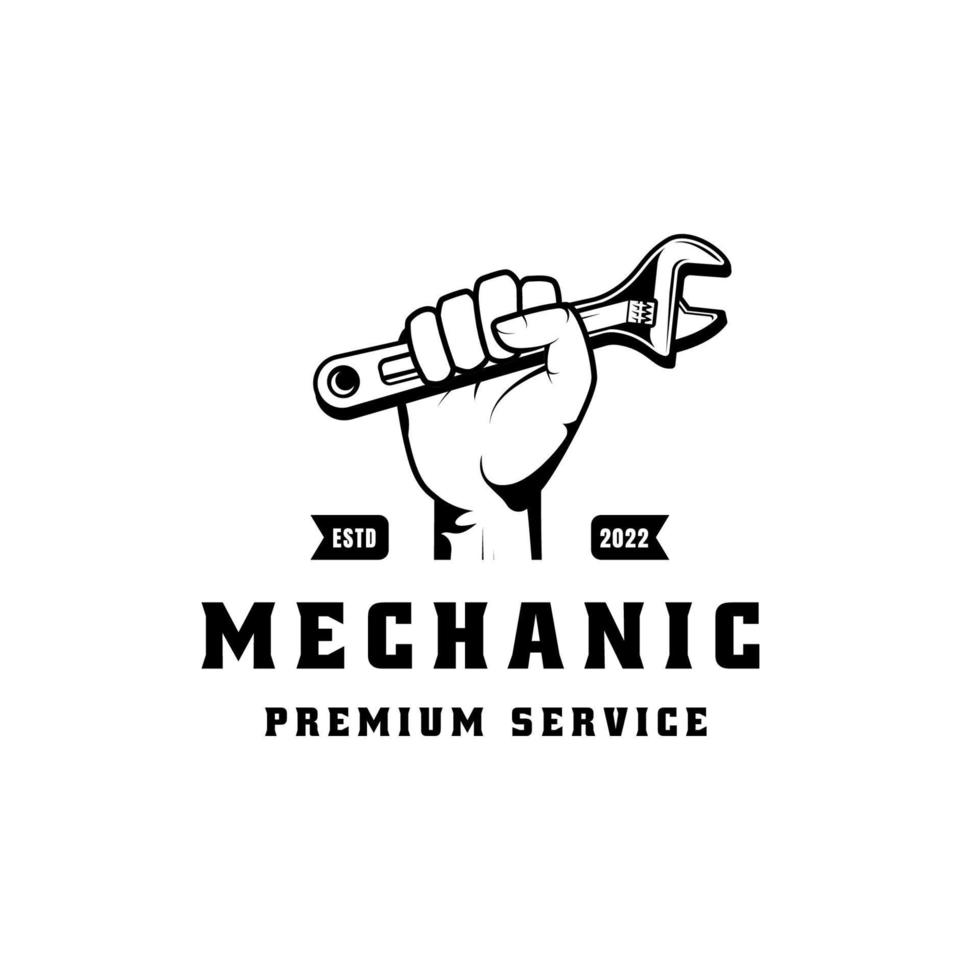 Mechaniker-Abzeichen-Logo-Design im Retro-Stil. Klempner-Logo-Design-Vorlage vektor