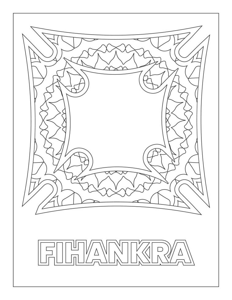 afrikanska adinkra symboler målarbok fihankra vektor