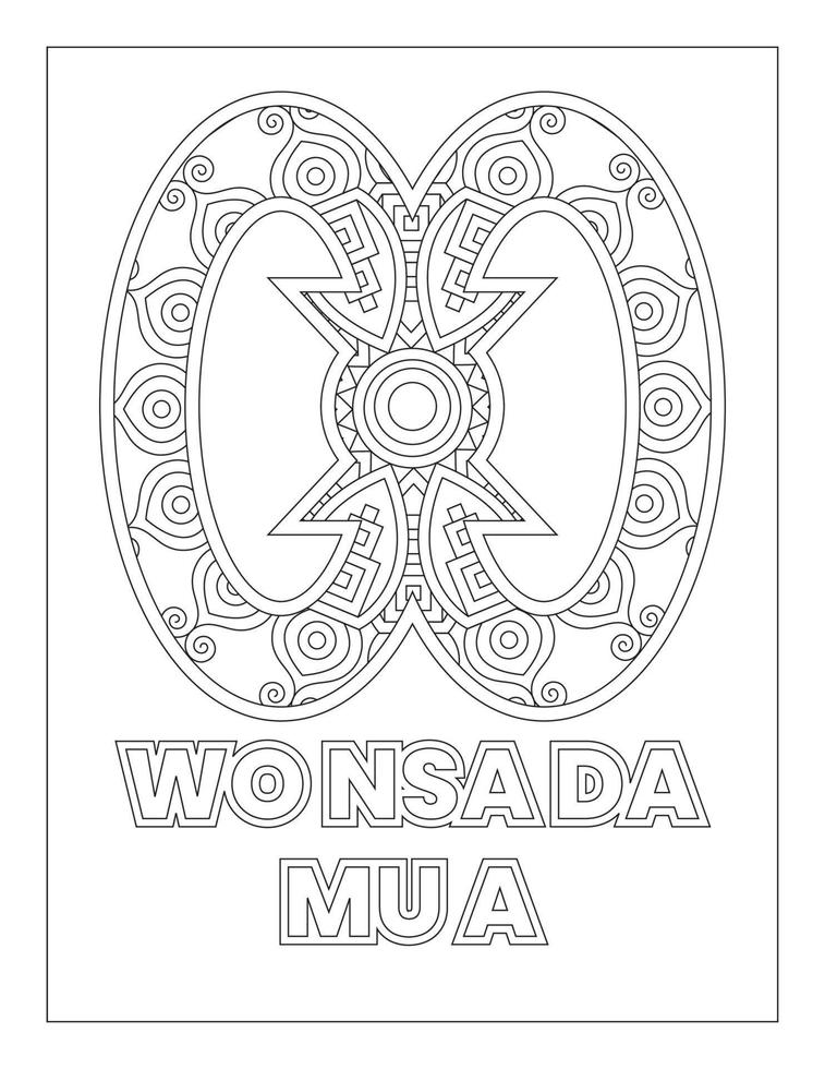 afrikanische adinkra symbole ausmalbilder wo nsa da mu a vektor