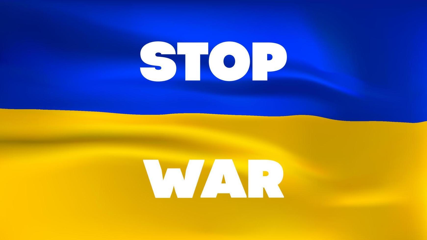 blau-gelbe ukrainische flagge mit stoppkrieg in ukrainischer schrift. russische aggression gegen die ukraine stoppen. vektor