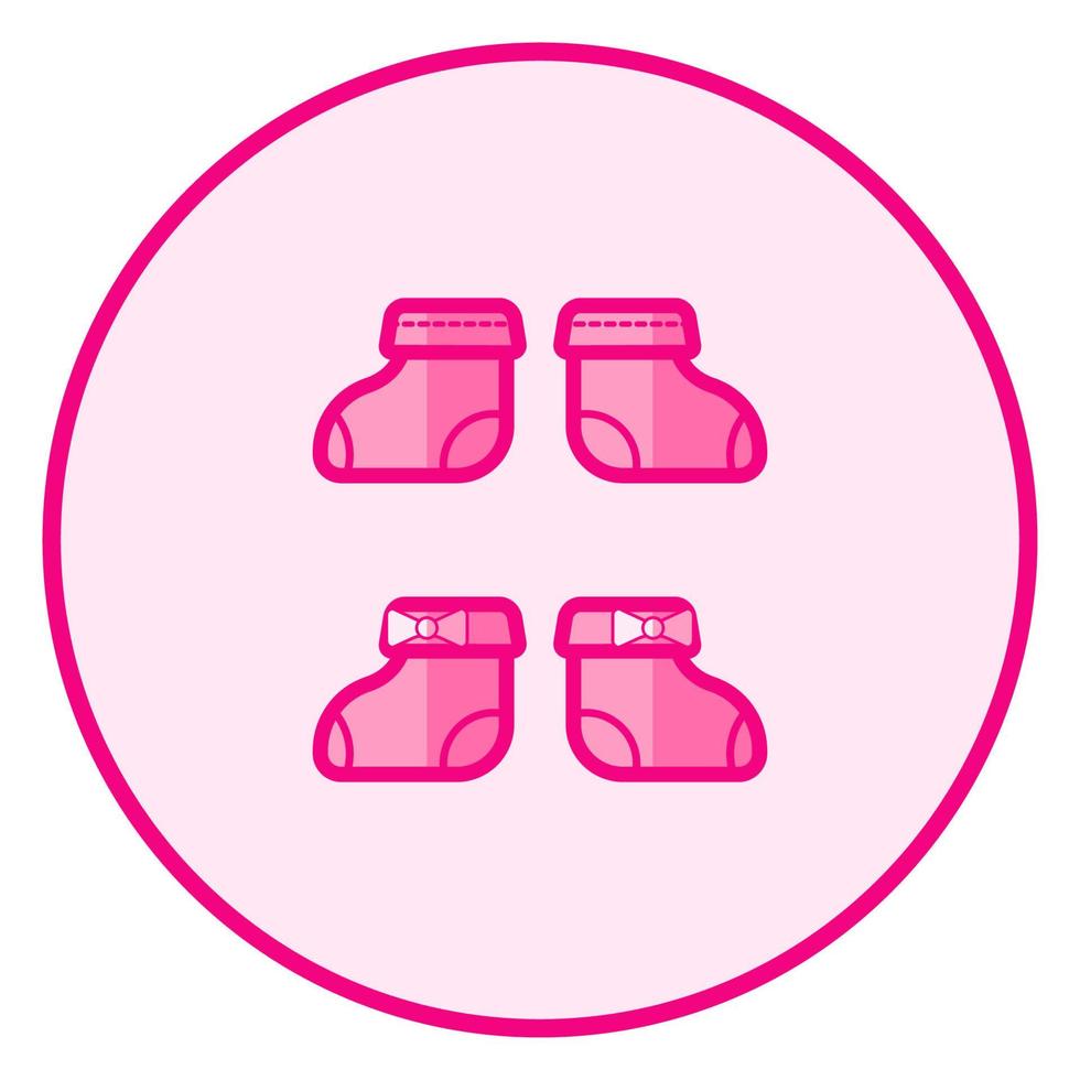Socken. rosafarbenes Baby-Symbol auf weißem Hintergrund, Linienkunst-Vektordesign. vektor