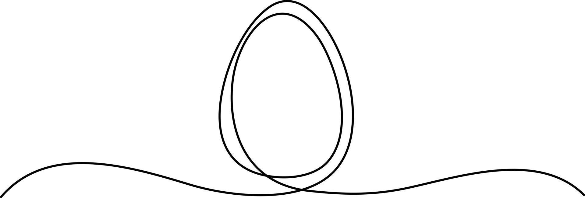 ägget dras av en kontinuerlig linje, påskvykortsdesign. egg line art, kontinuerlig en rad ritning av hela ägg i skal. designelement för påskhelgen. en rad vektorillustration. vektor