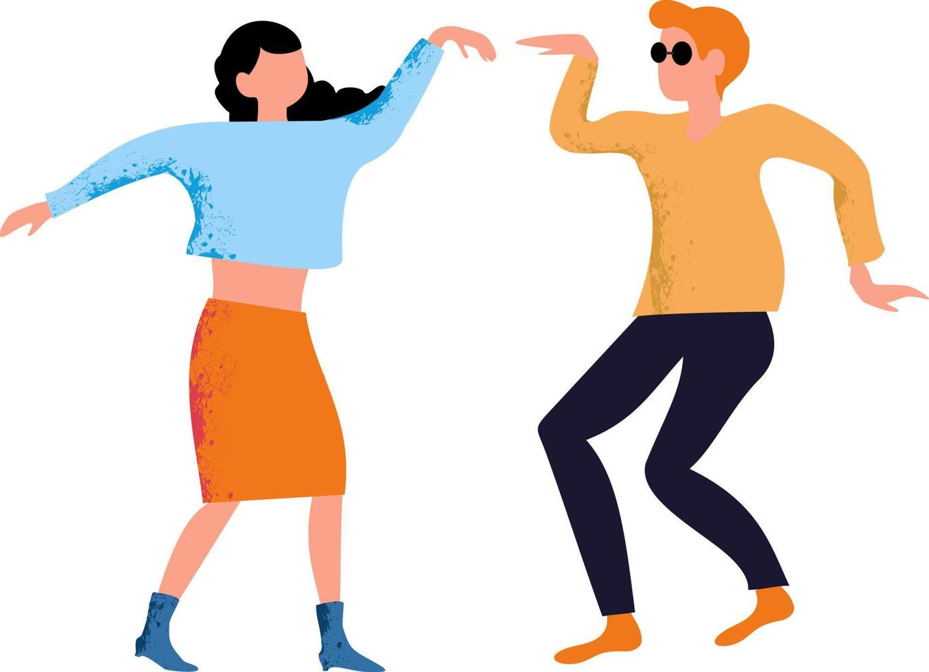 tanzende Menschen. Mann und Frau tanzen. Das Paar tanzt. Silhouettenfiguren in Tanzpose genießen Party vektor