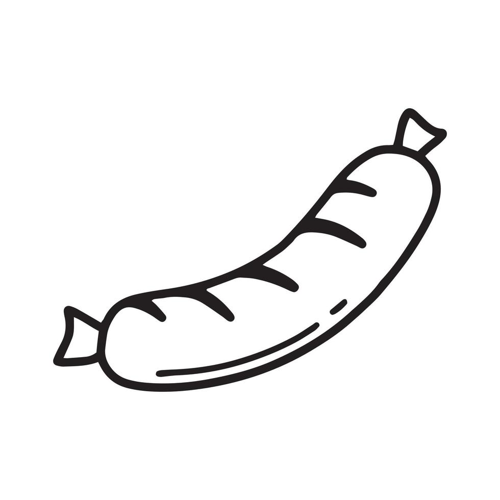 bayerische wurst. Vektor-Illustration. deutscher Imbiss. Wurst für Bier. Grillwurst. Doodle-Stil. vektor