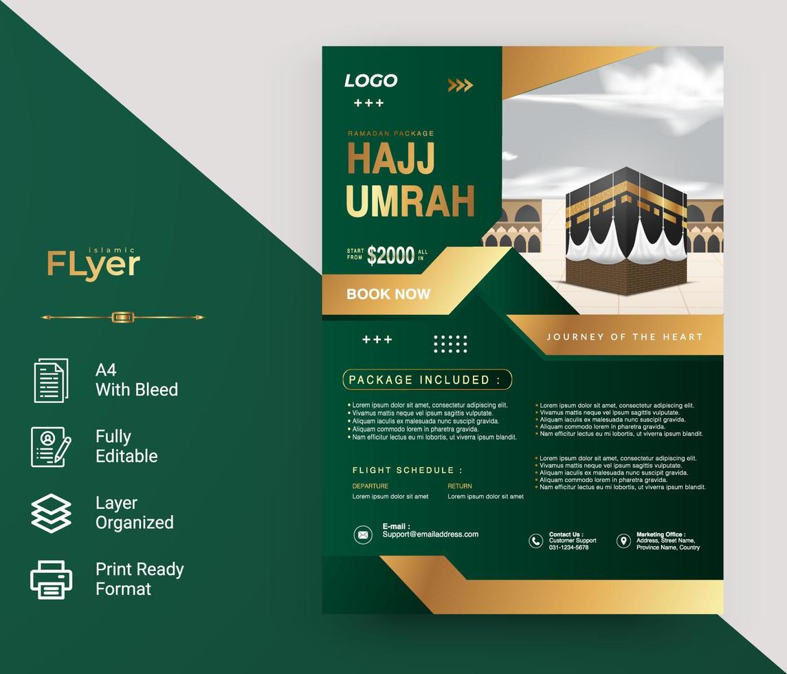 Luxus-Flyer-Vorlagendesign für Hadsch und Umrah vektor