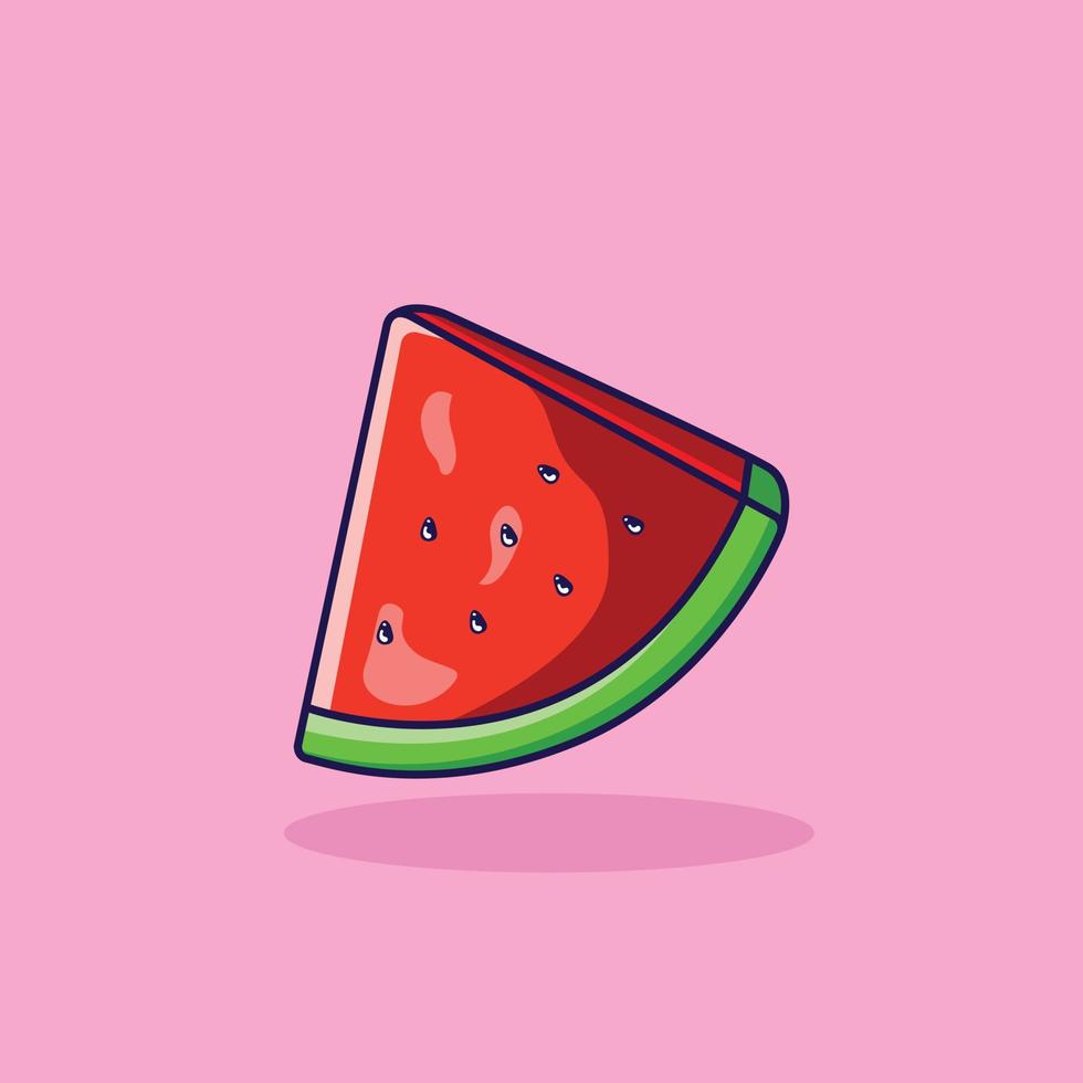 tecknad stil vattenmelon skiva ikon vektor