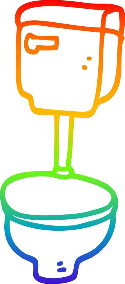 Regenbogen-Gradientenlinie Zeichnung Cartoon goldene Toilette vektor