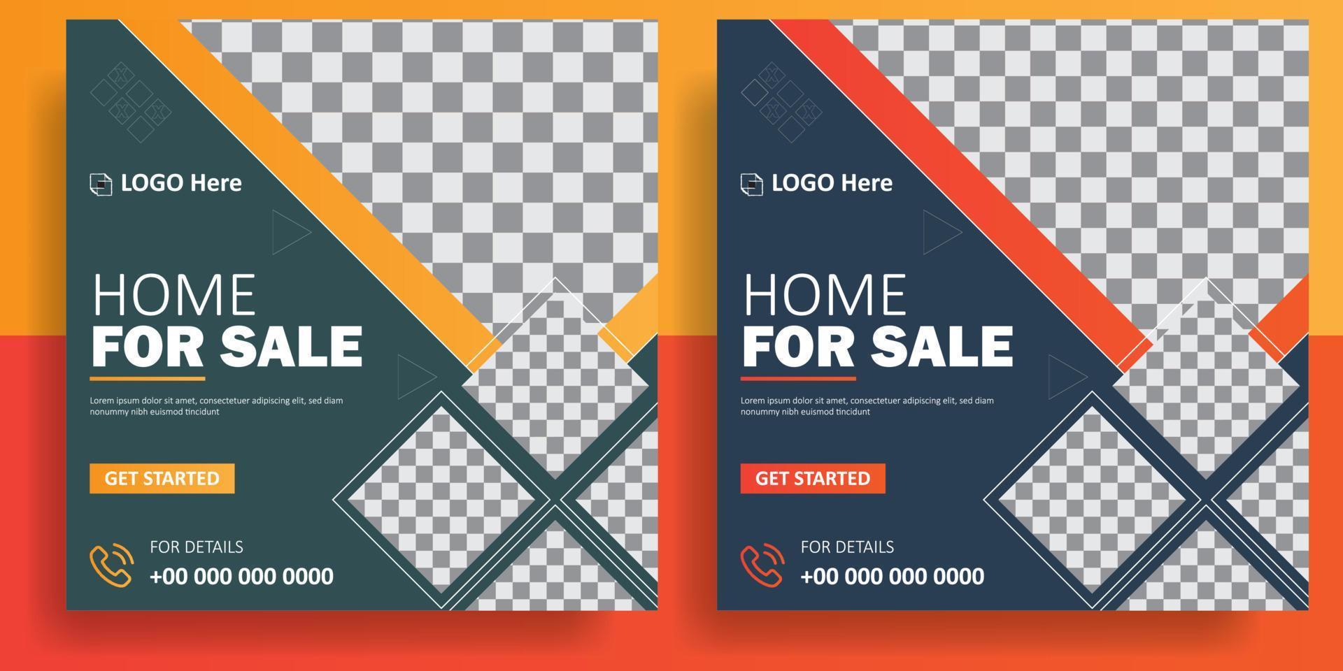 Immobilien Haus Immobilien Verkauf Social Media Post Square Flyer und Web-Banner-Vorlage, Flash Sale Social Media Post Design, Square Sale Banner Set-Layout, Instagram-Vorlage für Produktwerbung, vektor