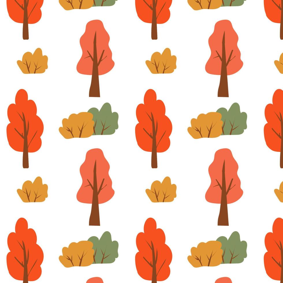 Nahtloses Muster mit herbstlichen Bäumen und Sträuchern. Herbstmuster für Dekorationsdesign vektor