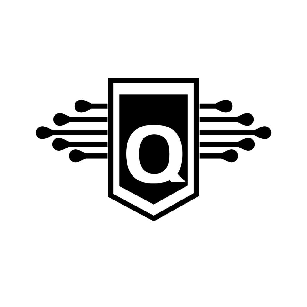 q kreativ cirkel brev logotyp koncept. q bokstavsdesign. vektor