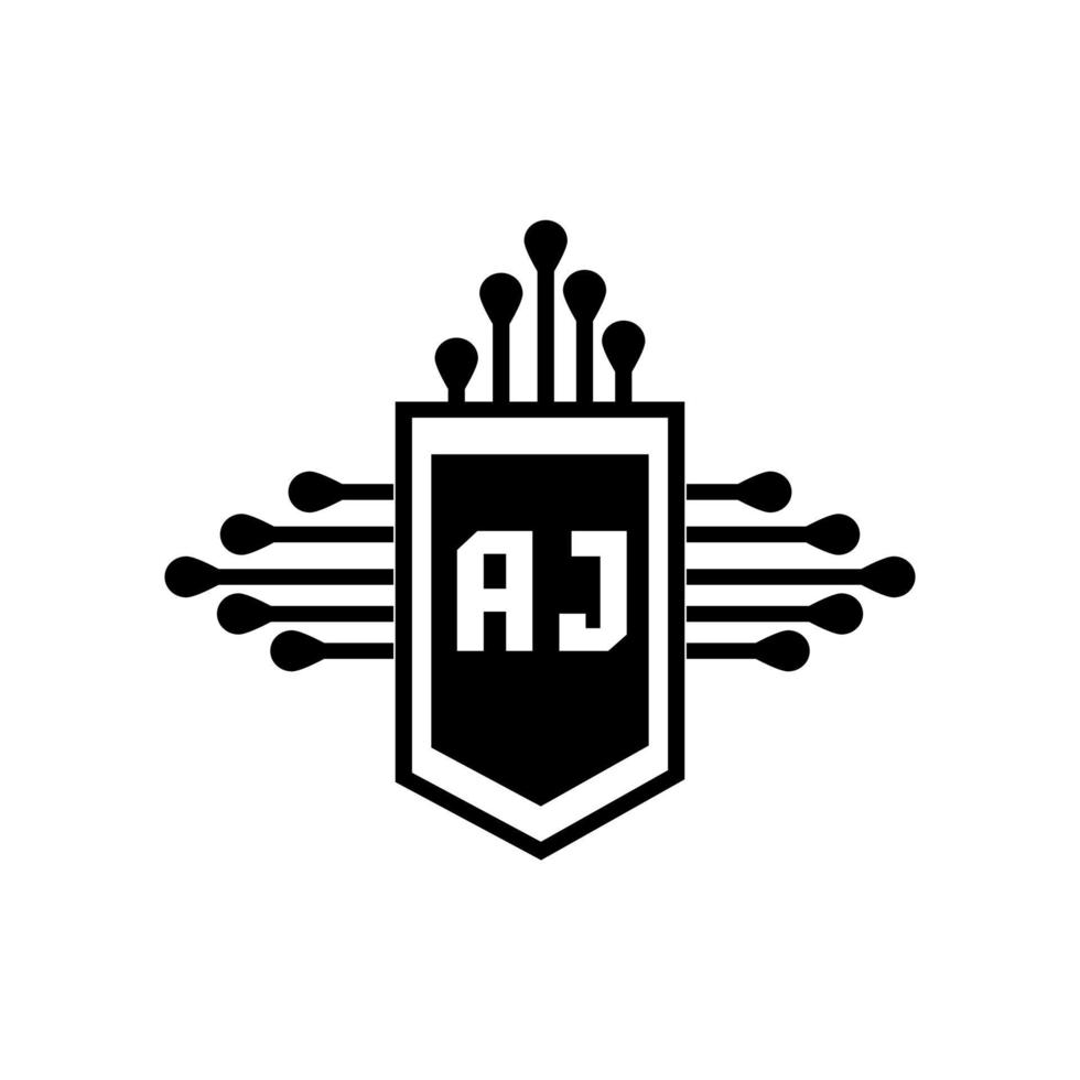 aj kreativ cirkel brev logotyp koncept. aj bokstavsdesign. vektor