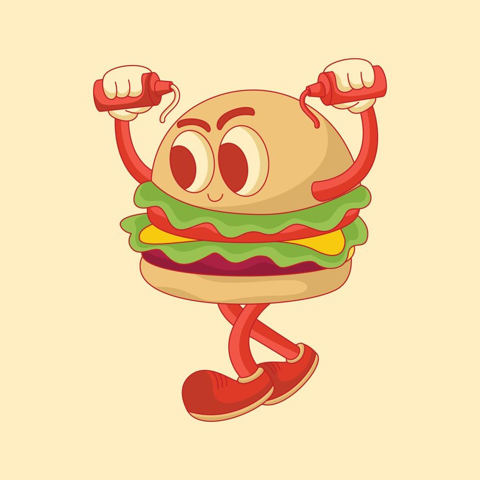 Burger-Maskottchen-Charakter-Design-Vektor-Illustration vektor