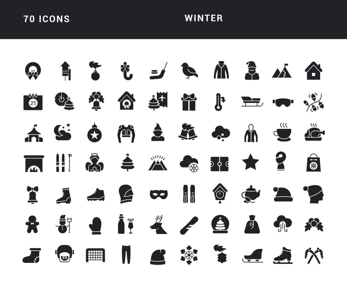 uppsättning enkla ikoner för vintern vektor