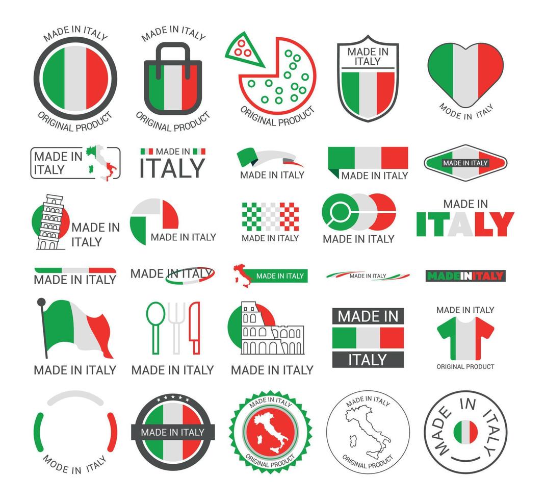 etiketter tillverkade i Italien vektor