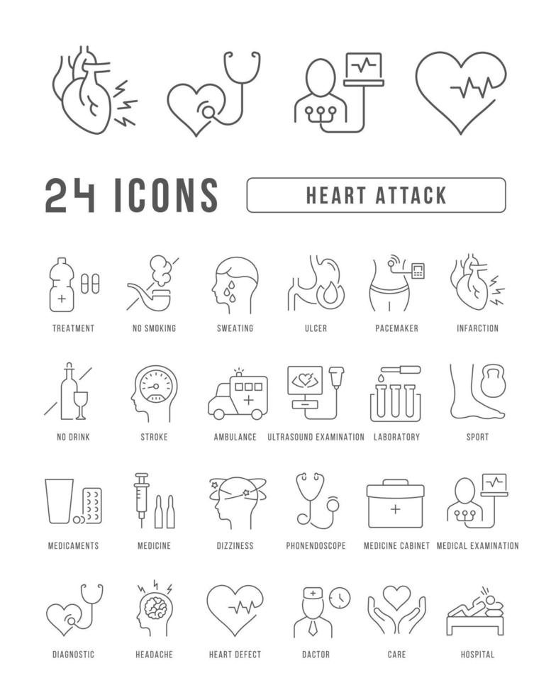 Reihe von linearen Symbolen des Herzinfarkts vektor