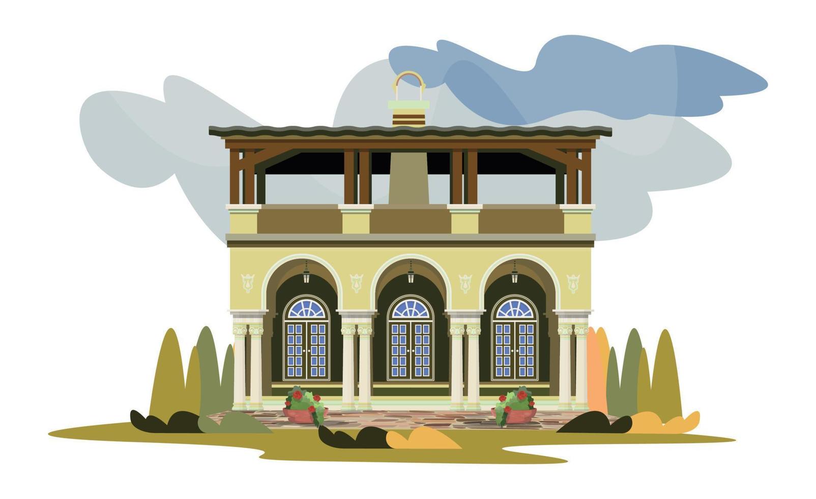 illustration med italienska hus vektor