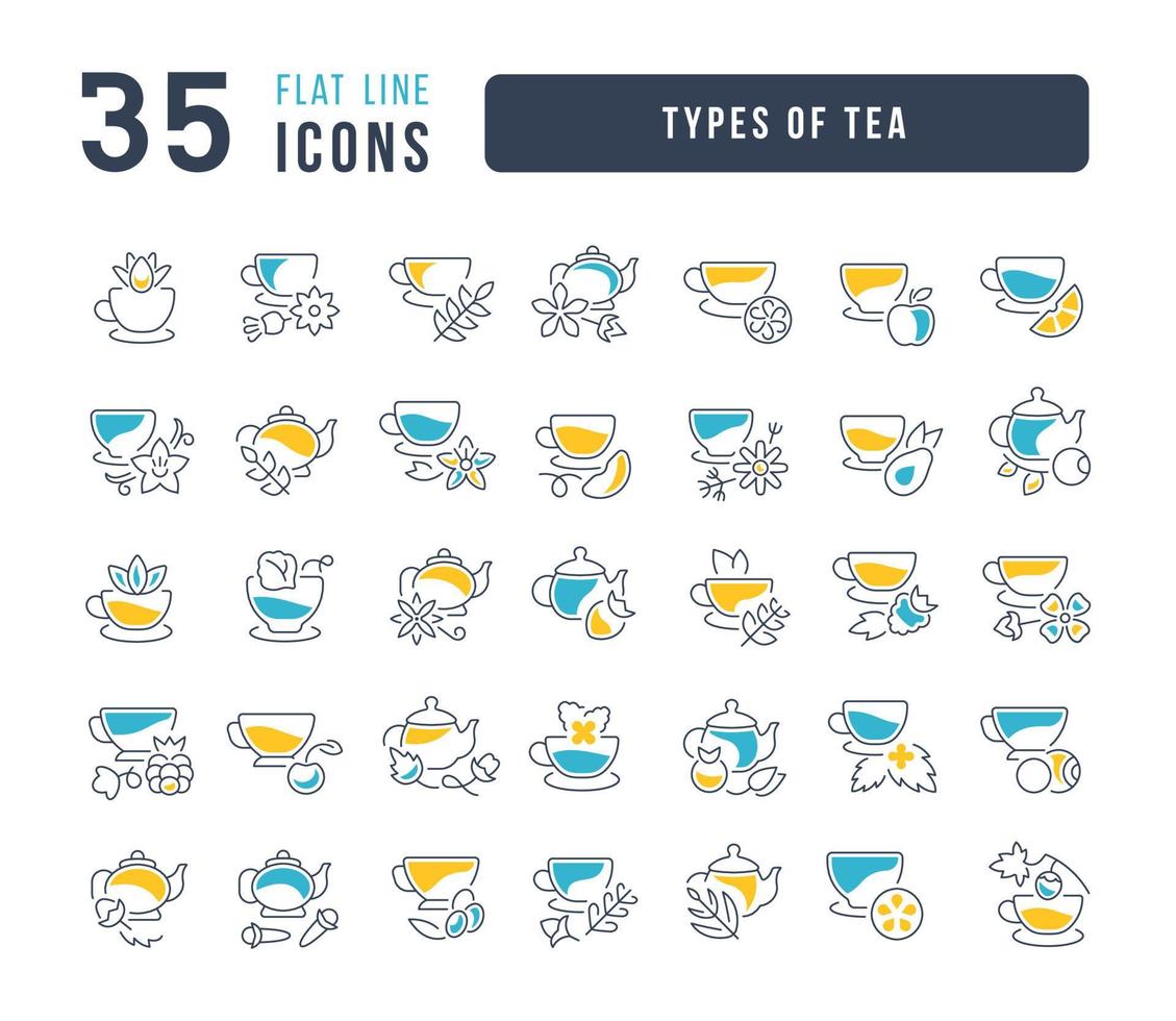 Reihe von linearen Symbolen von Teesorten vektor