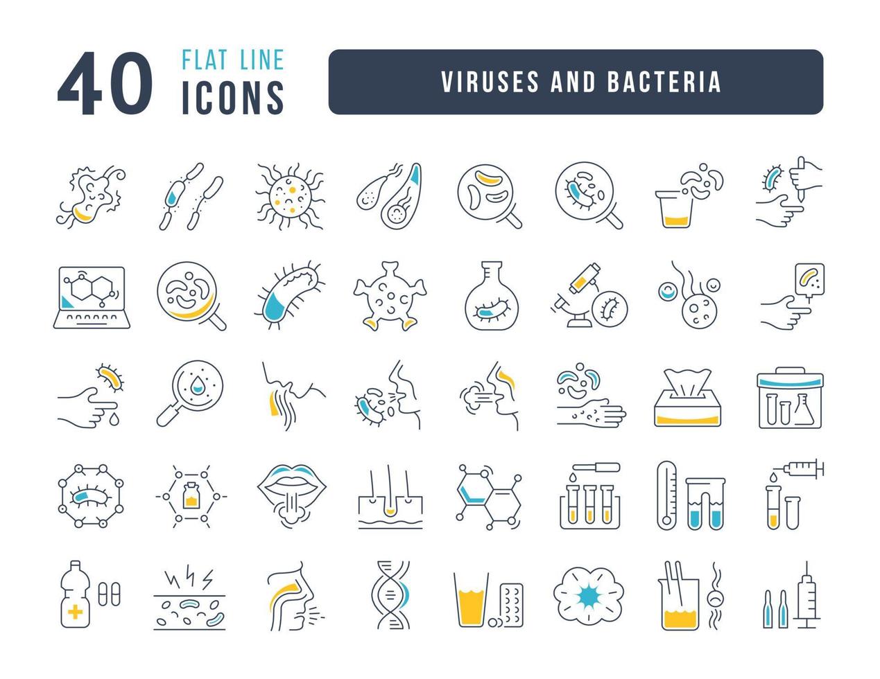 satz linearer symbole von viren und bakterien vektor