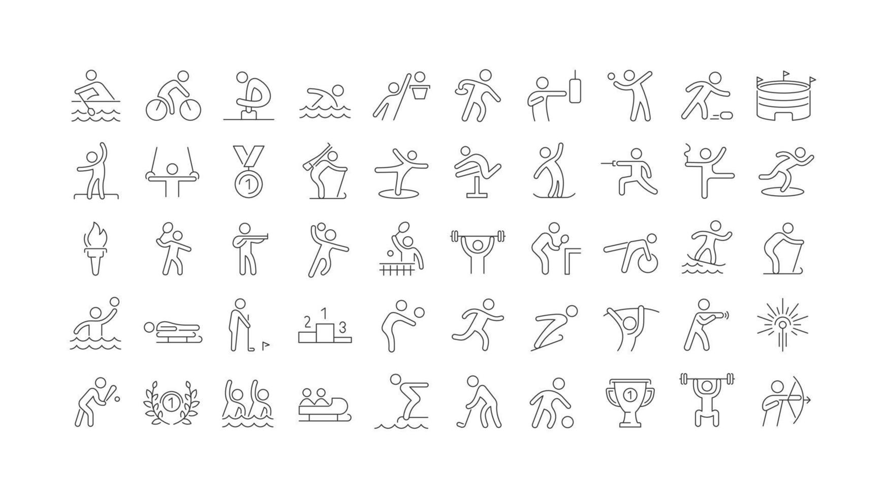 uppsättning linjära ikoner för internationella sportevenemang vektor