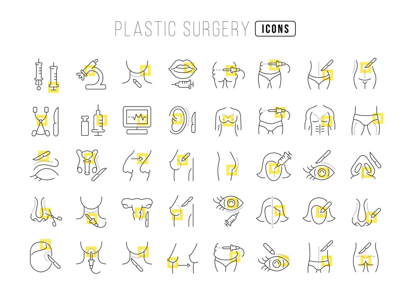 Reihe von linearen Symbolen der plastischen Chirurgie vektor