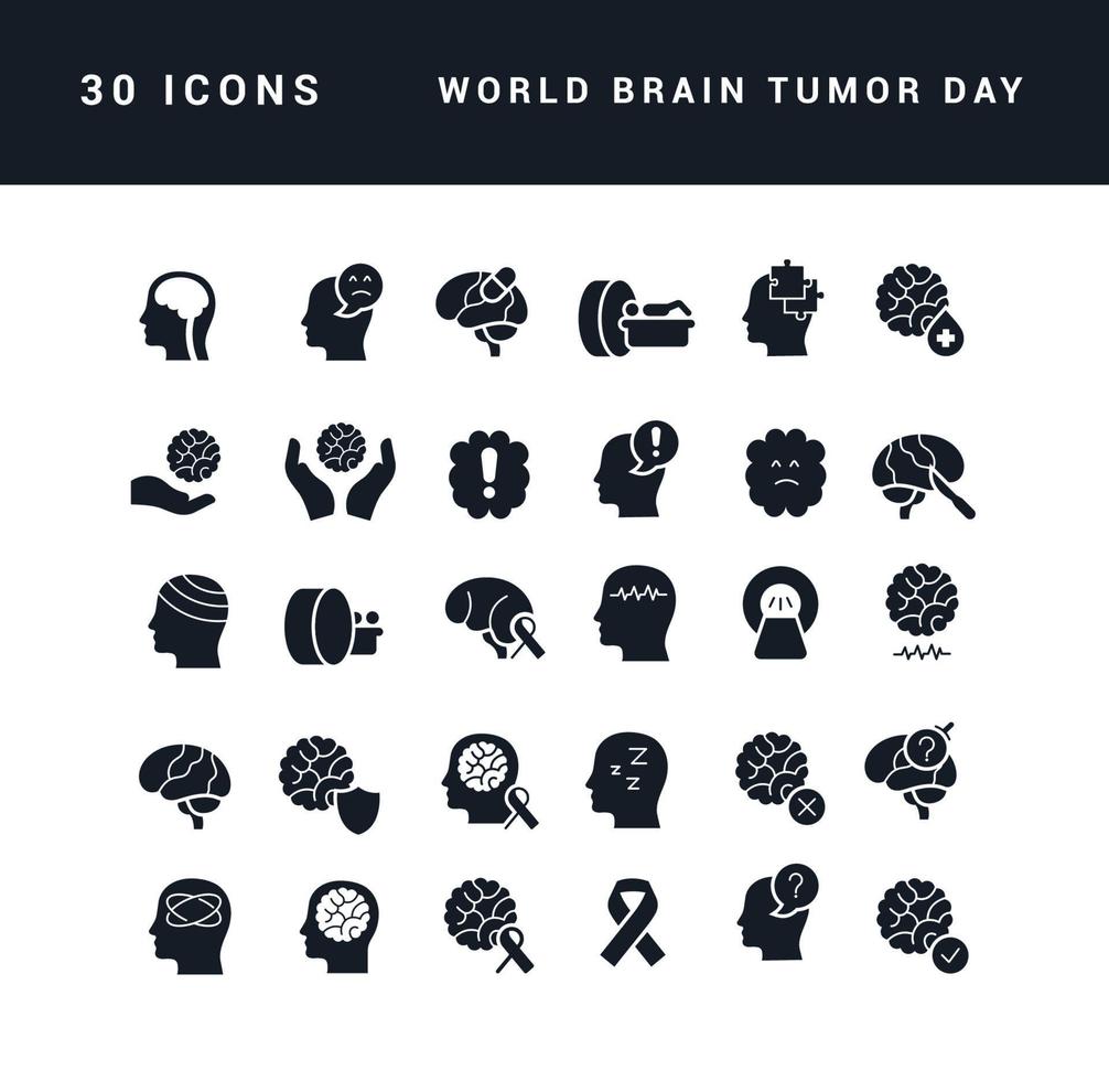 vektor enkla ikoner av världen hjärntumör dag