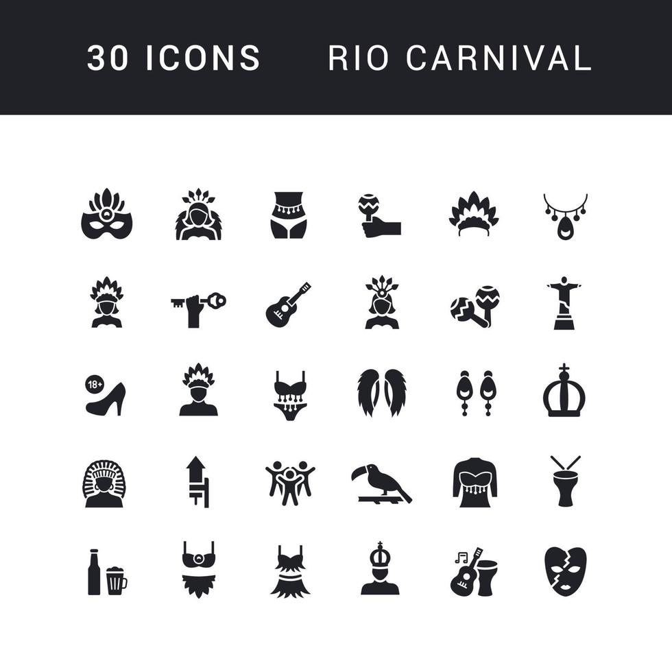 Vektor einfache Symbole des Karnevals in Rio