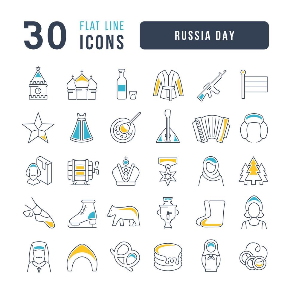 Vektorliniensymbole des Tages Russlands vektor