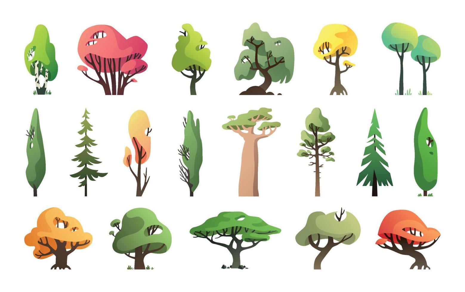 Illustrationen von bunten Bäumen vektor
