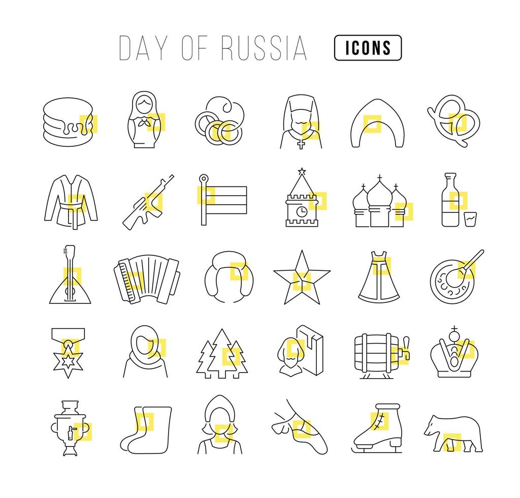 vektor linje ikoner av dagen i Ryssland