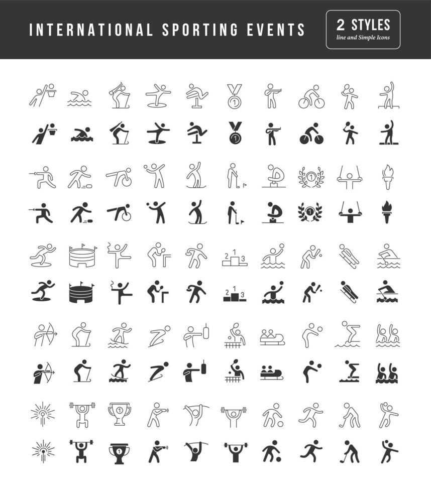 uppsättning enkla ikoner för internationella sportevenemang vektor
