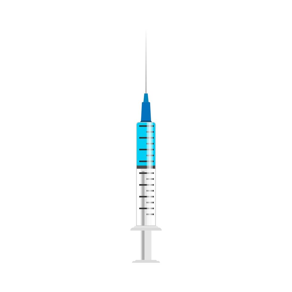 medizinisches spritzenwerkzeug instrument krankheitszeichen. Injektion Impfstoff Vektor flache Symbol Immunisierung