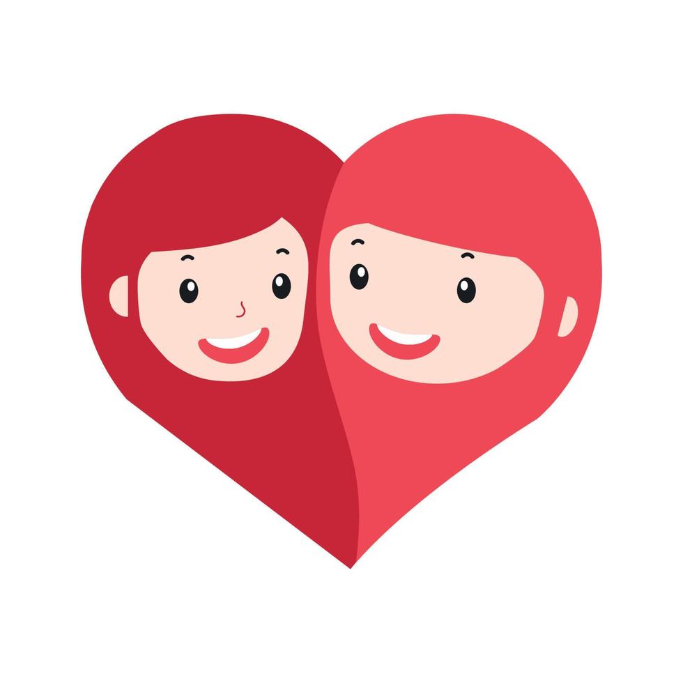 Mann und Frau Gesicht mit Herzsymbol vektor