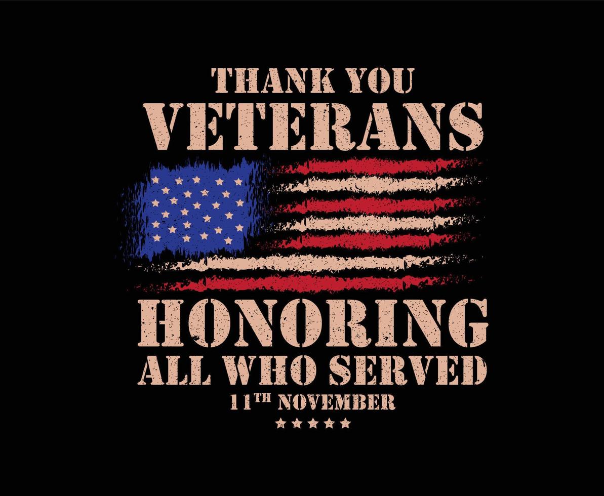 danke veteranen usa flaggenvektor t-shirt design vektor