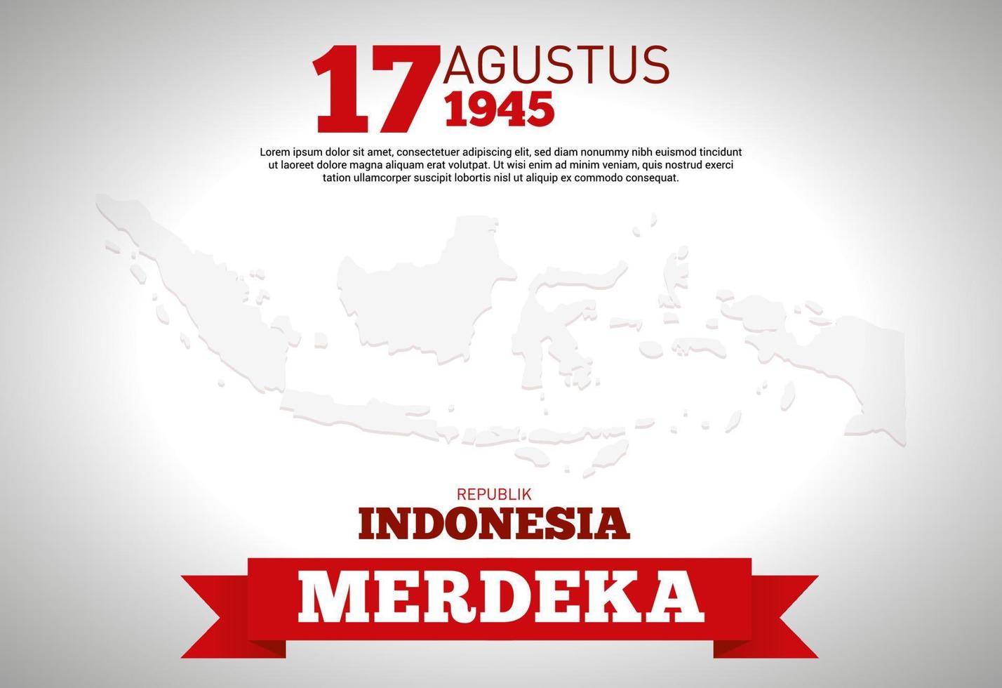eine illustration des indonesischen archipels mit der inschrift zur feier des indonesischen unabhängigkeitstages am 17. august 1945 vektor