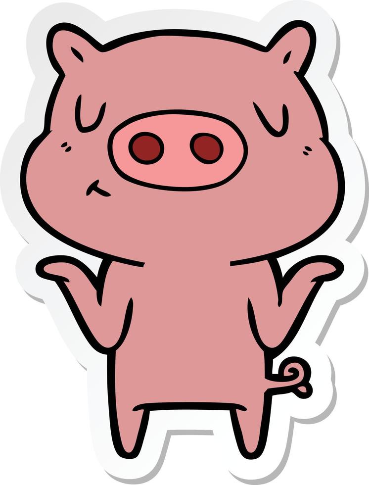 Aufkleber eines Cartoon-Content-Schweins vektor
