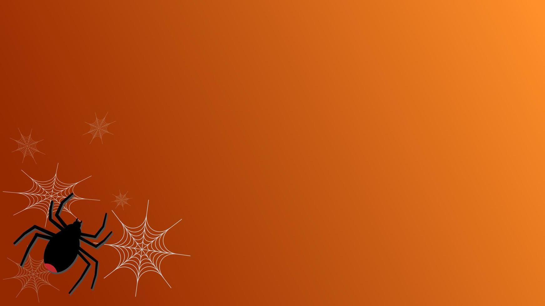 Fröhliche Halloween-Spinne mit Spinnennetz auf orangefarbener Tapetenillustration, perfekt für Tapete, Hintergrund, Postkarte, Hintergrund für Ihr Design vektor