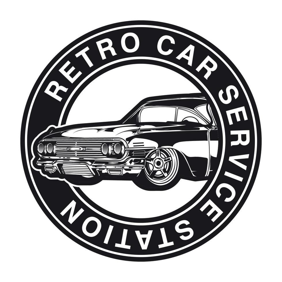 retro bil service märke logotyp vektor