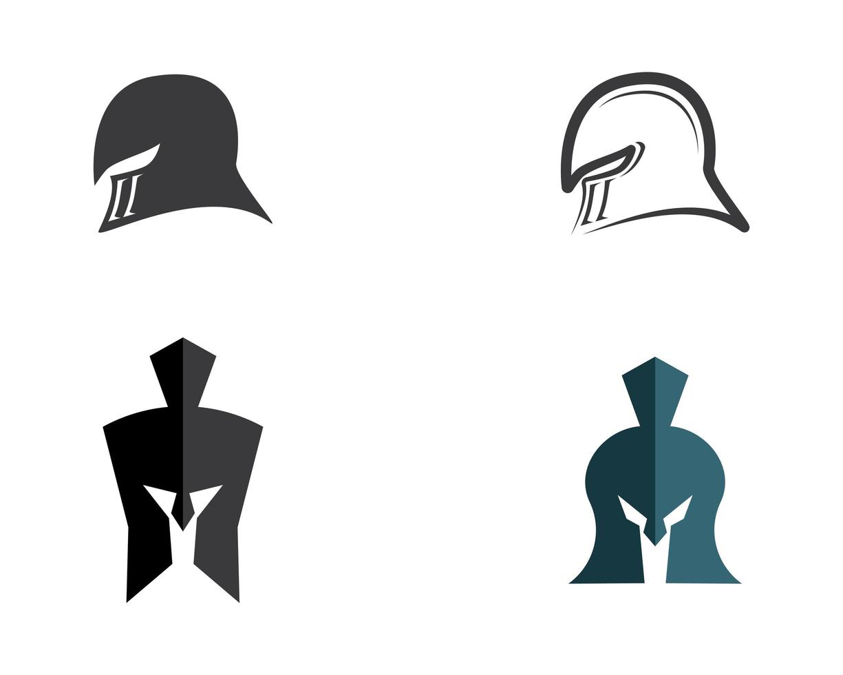 spartansk hjälm logotypuppsättning vektor