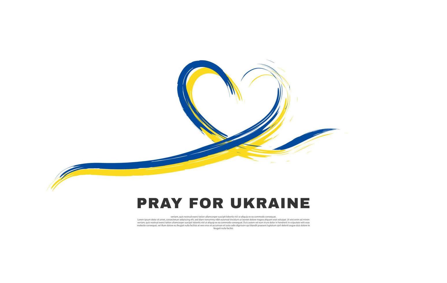 bete für ukraine konzept hintergrund, ukraine flagge liebe form beten konzept vektorillustration. bete für den frieden in der ukraine. ukraine vor russland retten. vektor