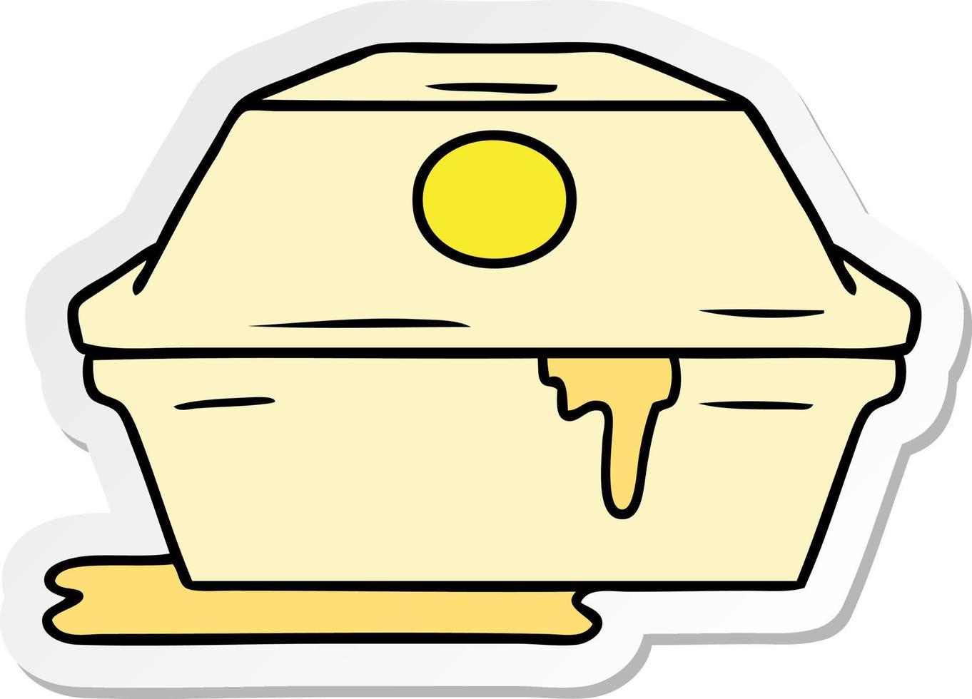 Aufkleber-Cartoon-Doodle eines Fast-Food-Burger-Containers vektor