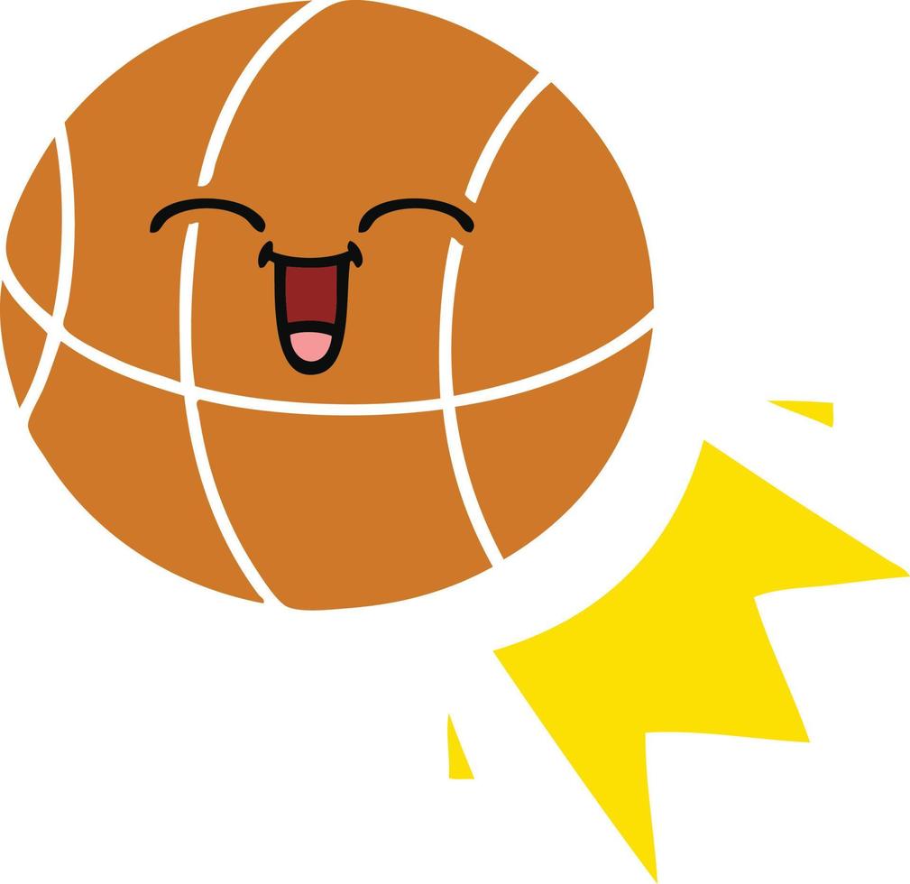 Retro- Cartoon-Basketball in flacher Farbe vektor