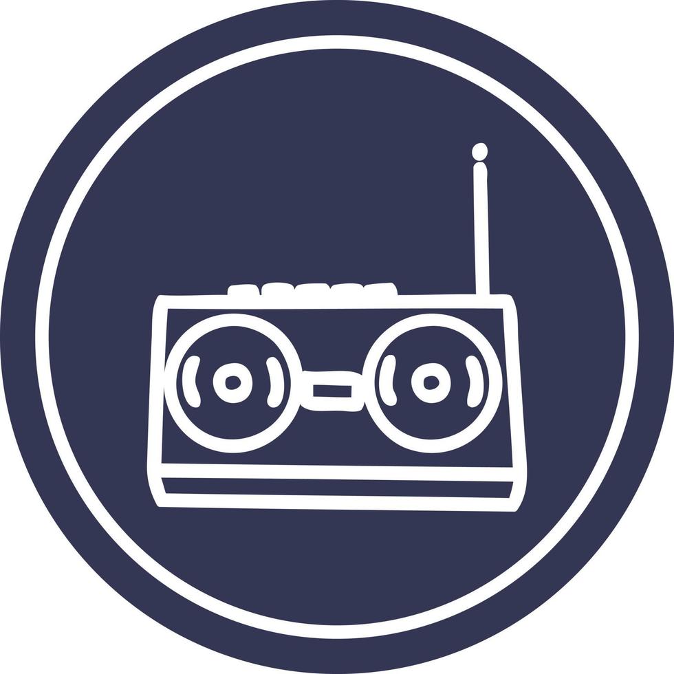 Kreisförmiges Symbol für Radiokassettenspieler vektor