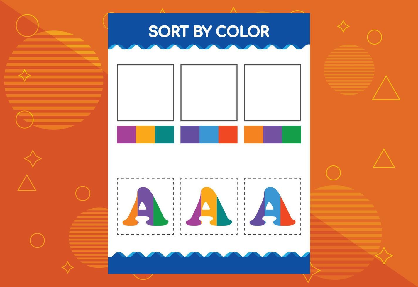 alphabet a sortiert nach farbe für kinder. gut für Schul- und Kindergartenprojekte vektor