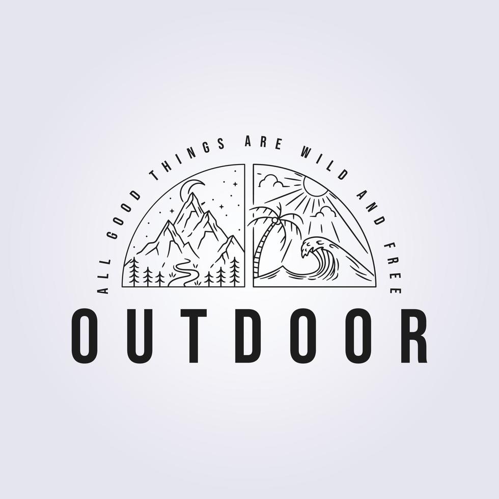 Einfachheit Outdoor-Abenteuer Linie Logo Vektor Illustration Design