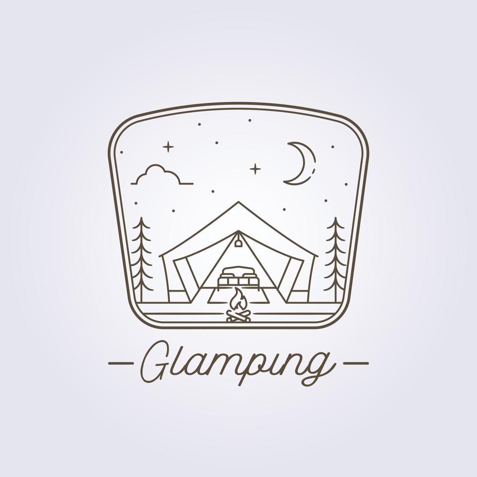 camping slitage glamping tält logotyp vektor illustration design