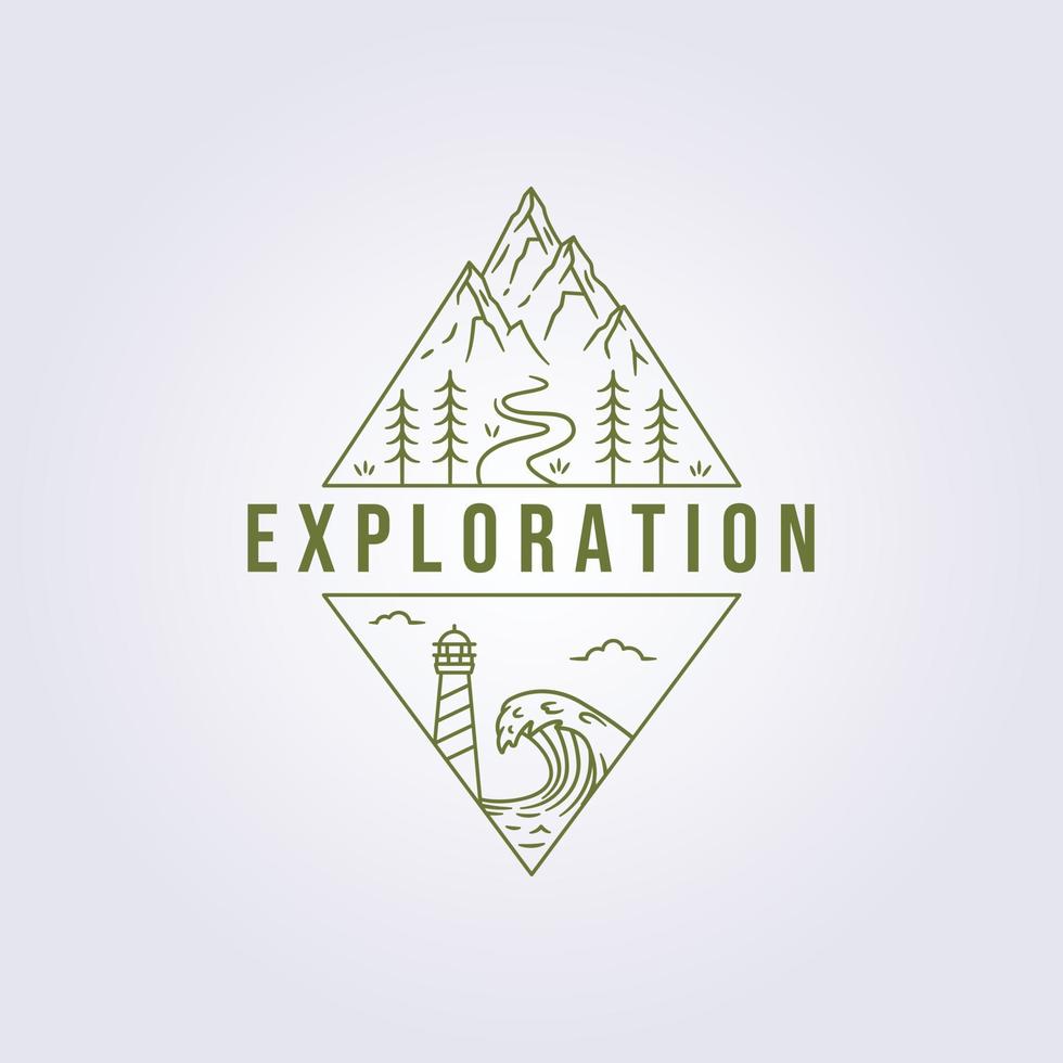 naturutforskning, resor, äventyr logotyp vektor illustration design